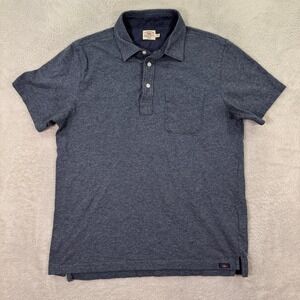 Faherty Brand Mens Medium Short Sleeve Heathered Blue Polo Shirt Casual Preppy